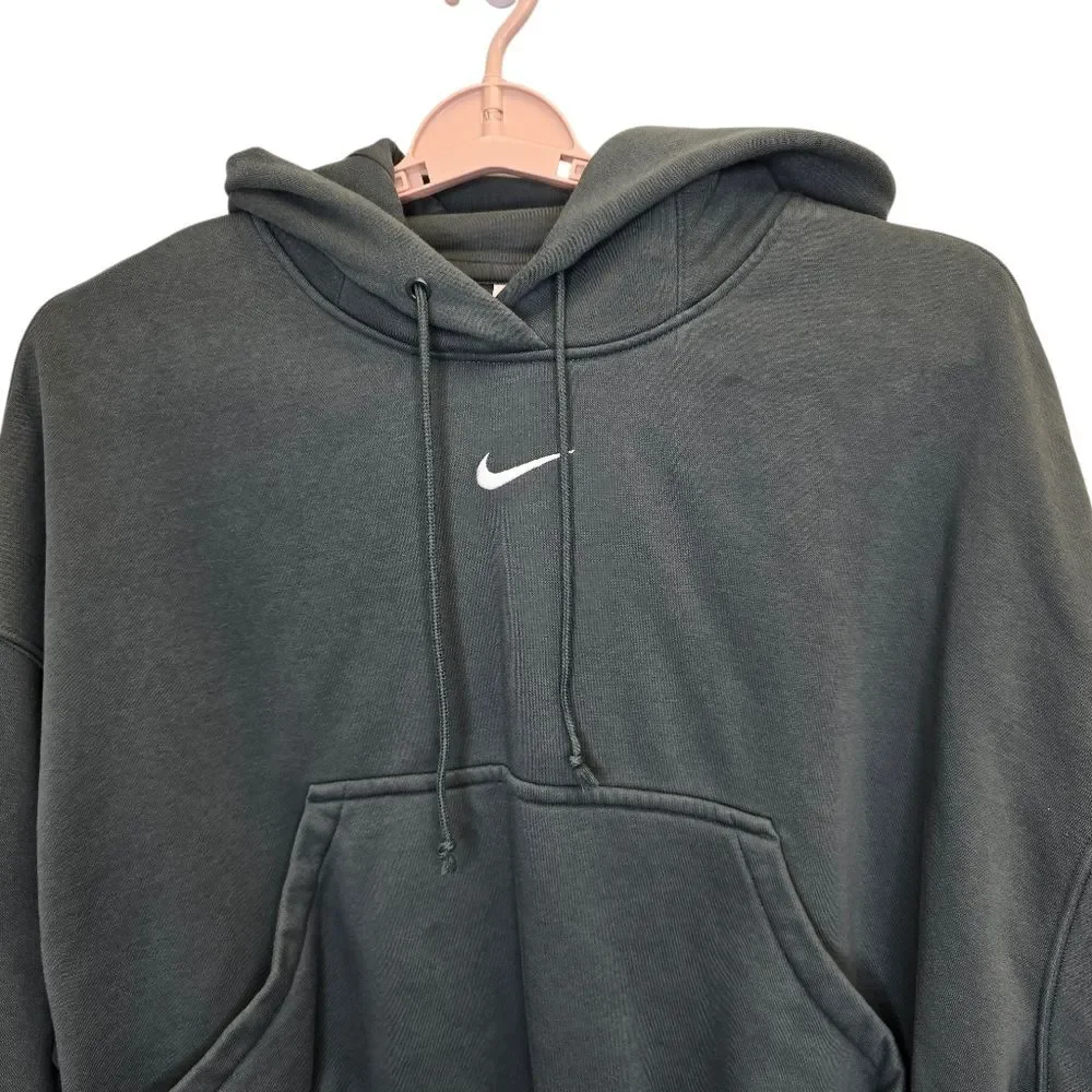Nike Women's L Pheonix Fleece Oversized Pullover Seaweed Green Hoodie